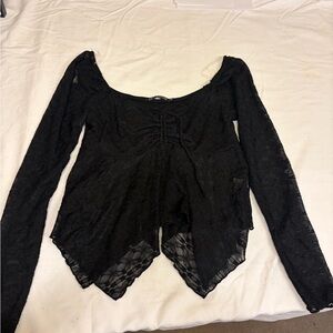 Y2K Whimsigoth Top Women Small Lace Floral Mesh Witchy Boho Goblin